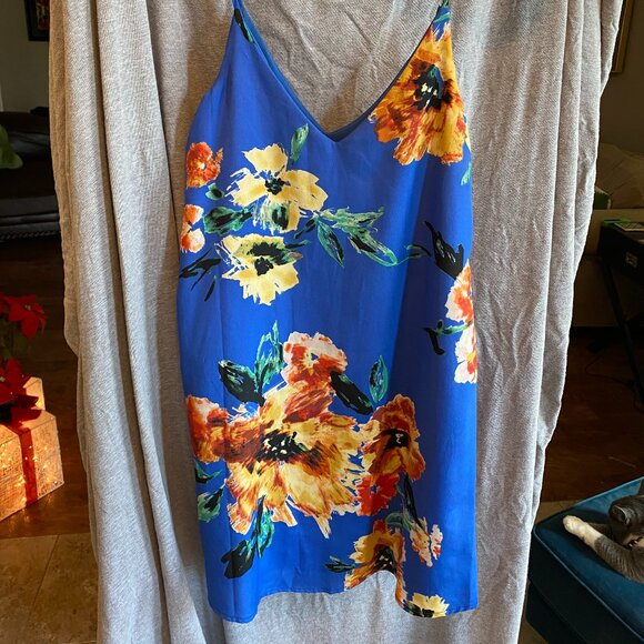 Lulus Dresses & Skirts - LULU's Blue Floral Adjustable Spaghetti Strap Mini Dress- XS
